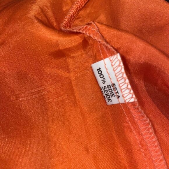 Pura Seta Silk‎ Top Womens Medium Sleeveless Buttons Orange - Picture 5 of 5